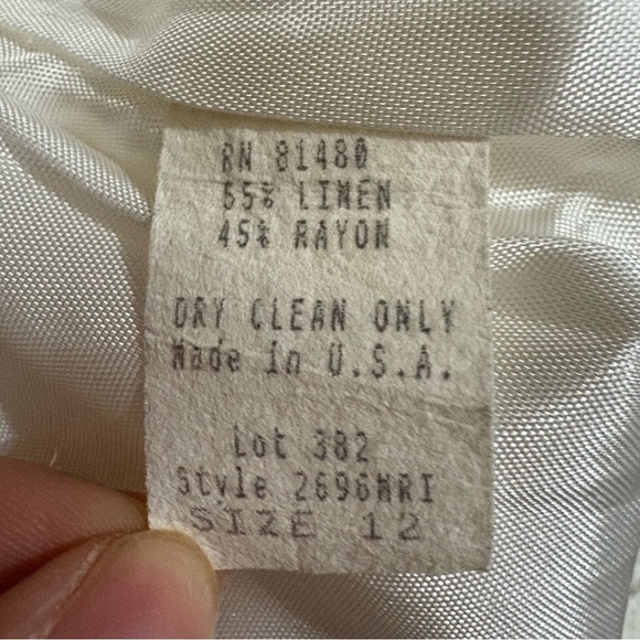 Vtg Cache White Linen Blend Embroidered Skirt Sz 12 Front Fold Slit Lined Preppy - Picture 9 of 9